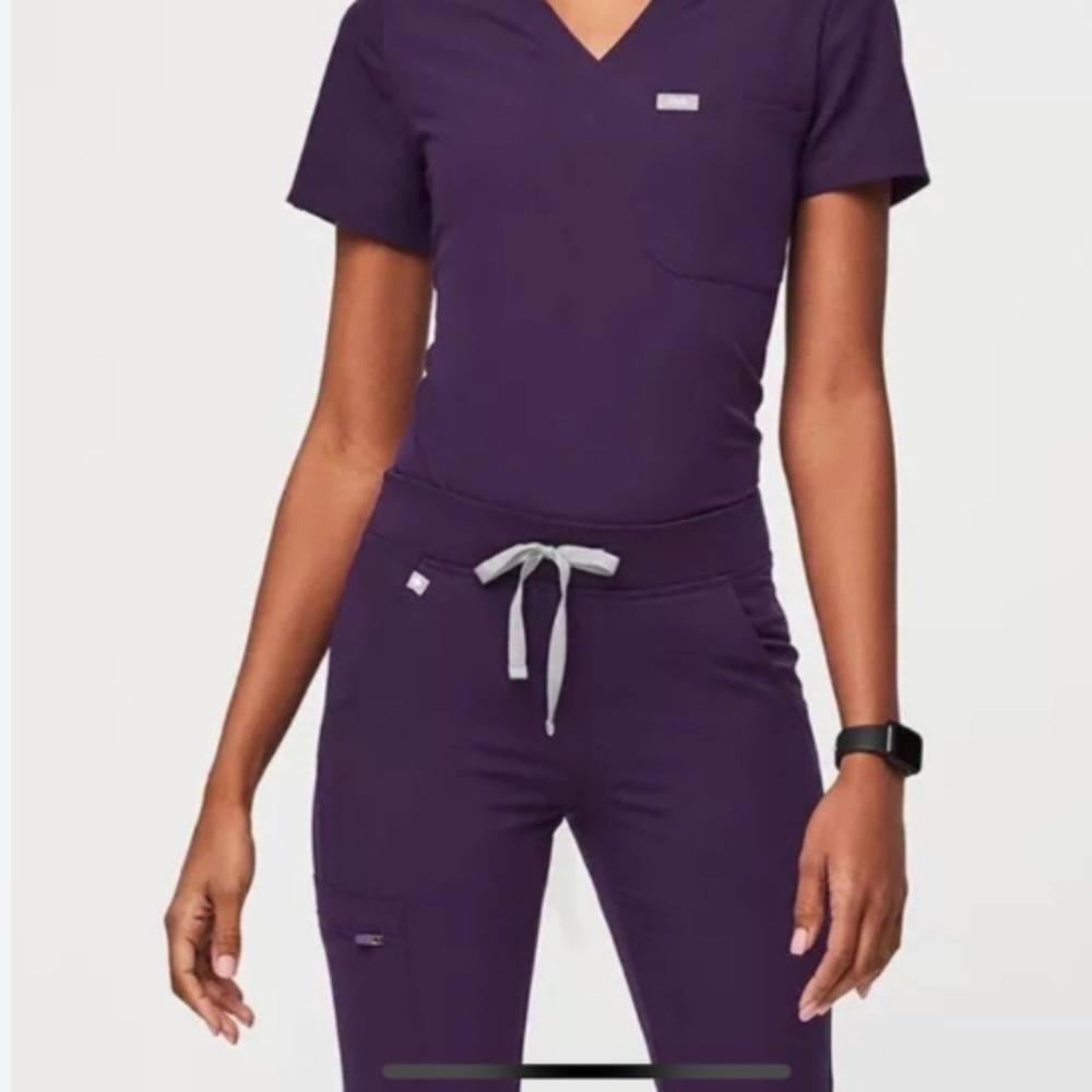 High Waisted Zamora Jogger Scrub Pants- Plum